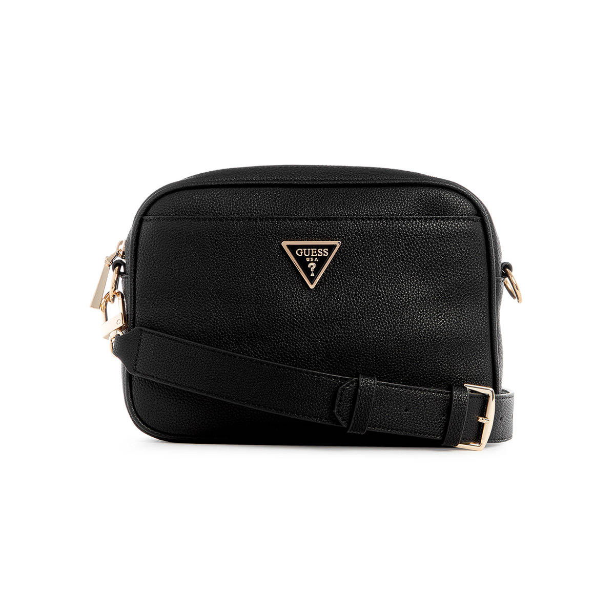 Guess Women Black Solid Sling Bag With Zip Closure