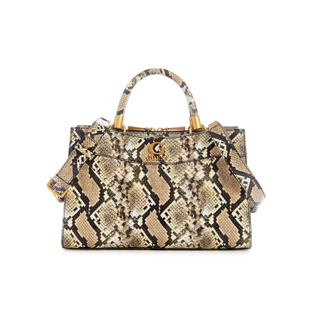 Guess Women Beige Printed Handheld Bag With Zip Closure With Detachable Strap
