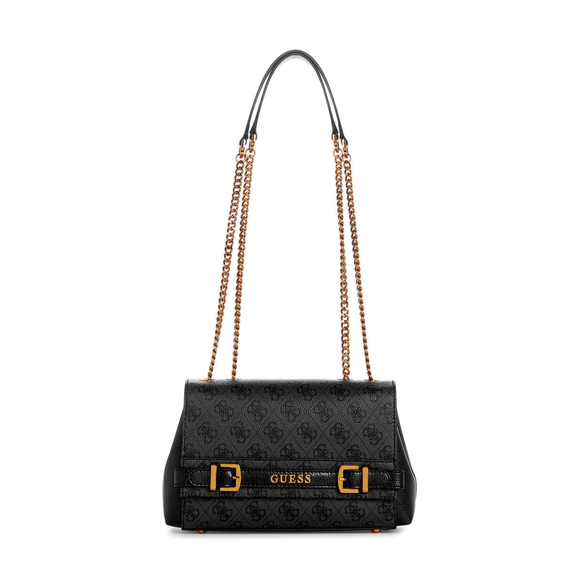 Guess Women Grey Printed Shoulder Bag With Magnetic Button Closure