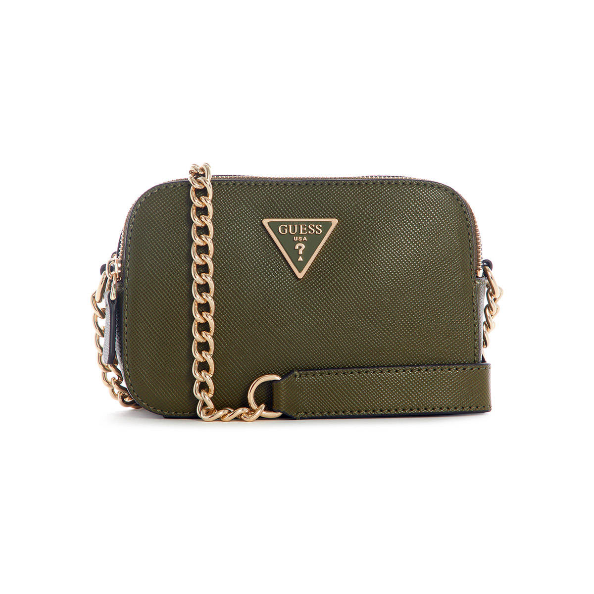 Guess Women Olive Solid Sling Bag With Zip Closure