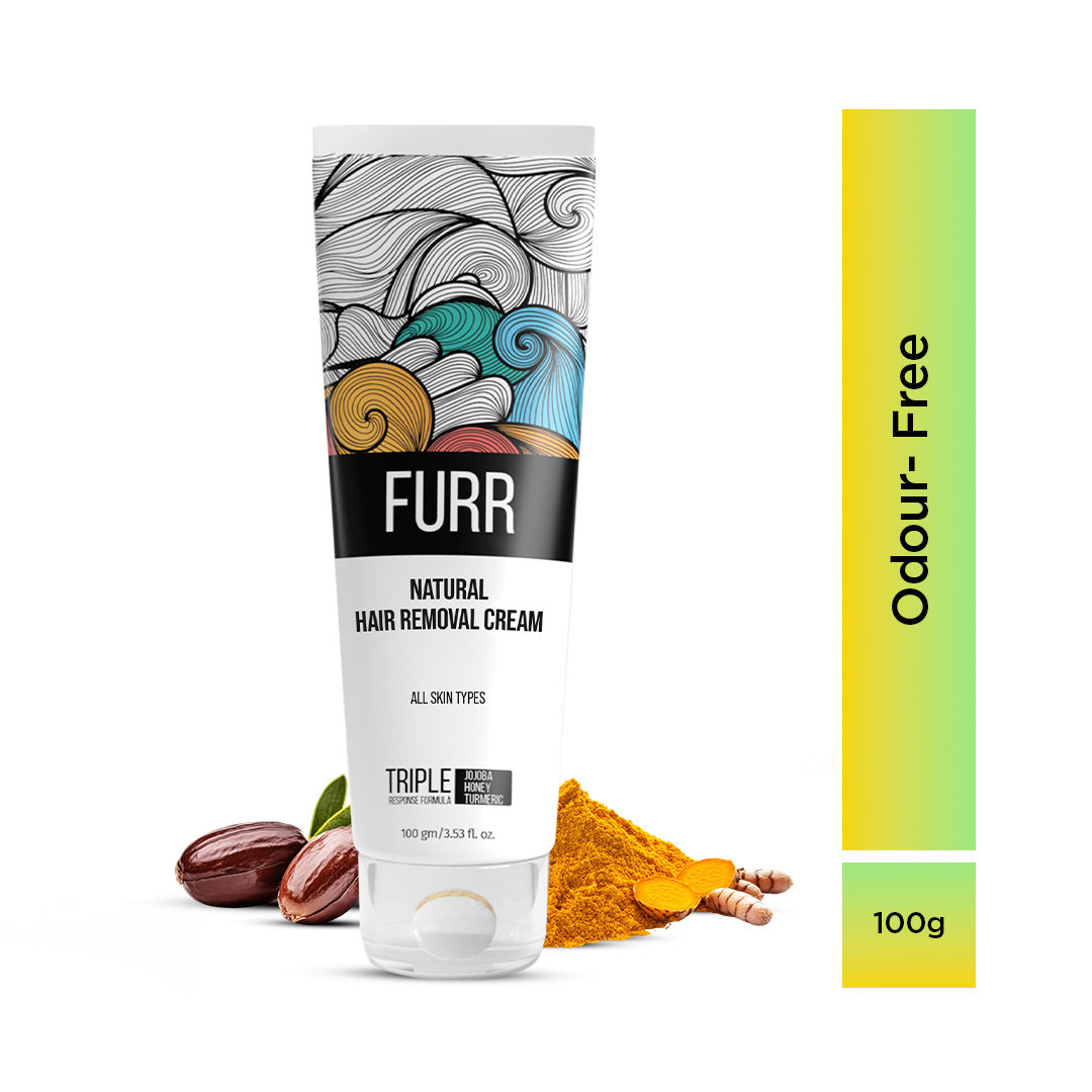 FURR Natural Hair Removal Cream 100g with Vitamin-E Turmeric Jojoba Oil Count 1