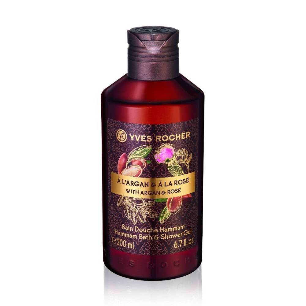 Yves Rocher Veganes Hammam-Duschbad Argan & Rose – 400ml, 98% Natürliche Inhaltsstoffe