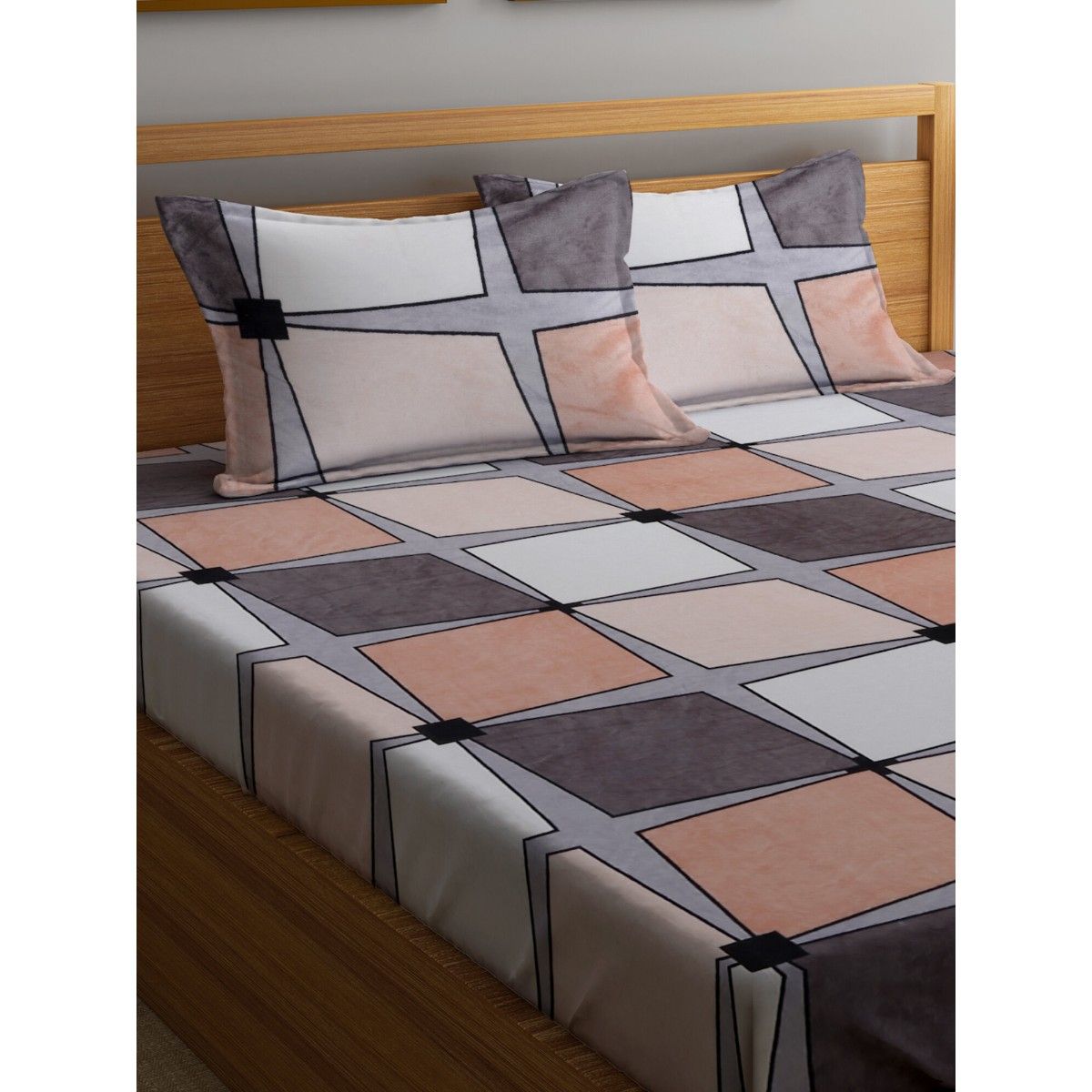 Buy Klotthe Multi Color Geometric Woolen Bed Sheet with 2 Pillow Covers
