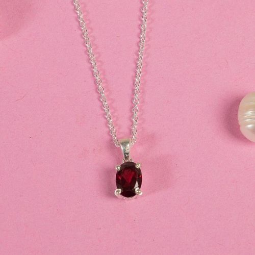 Sterling Silver Garnet Garnet Stone Pendant Margento Jewels 925
