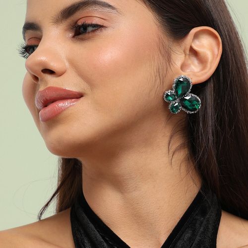 Buy Sohi Womens Embellished Butterfly Stud Earrings Emerald