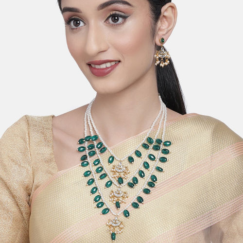 Buy Zaveri Pearls Green Beads Pearls Wedding Collection Long