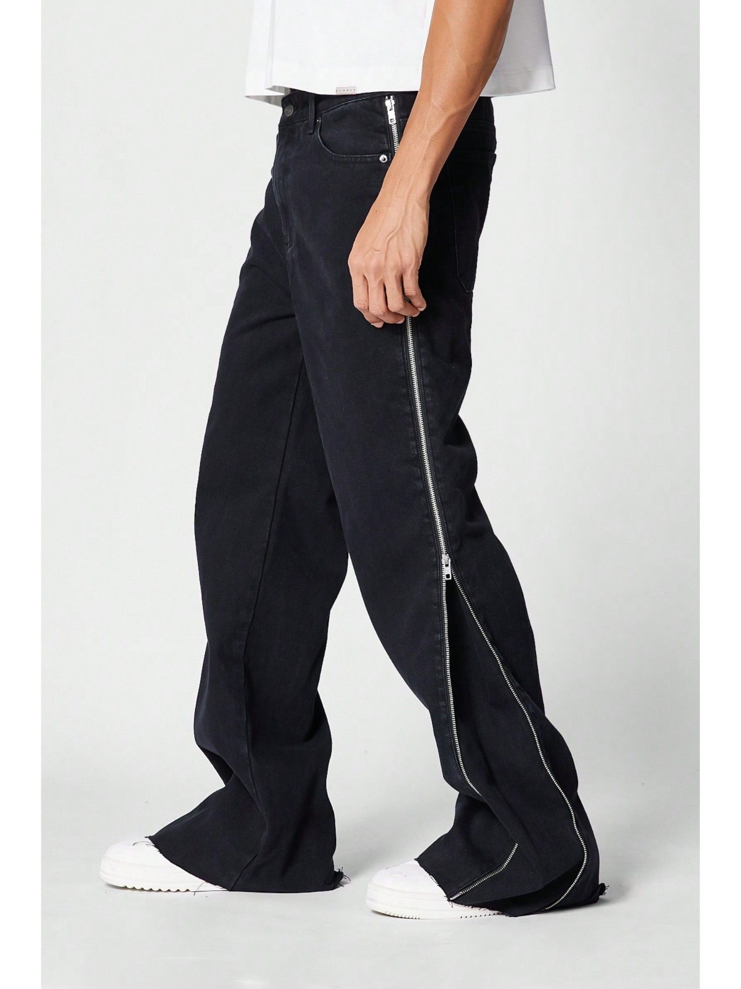 Buy Off Duty India Grudge Black All Zipper Denim Jeans Baggy Fit