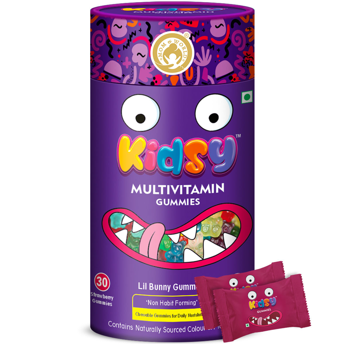 Buy Mom & World Kidsy Multivitamin Gummies For Kids Strawberry