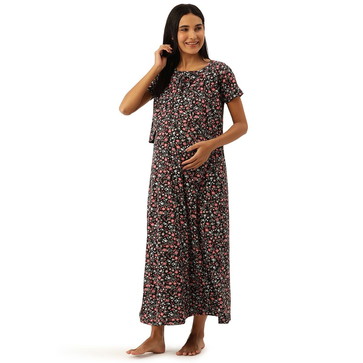 ZEYO Women's Cotton Heart Printed Navy Blue Maternity & Feeding Night Suit  Set of Top & Pyjama Nursing Night Dress 5327 : Amazon.in: Fashion