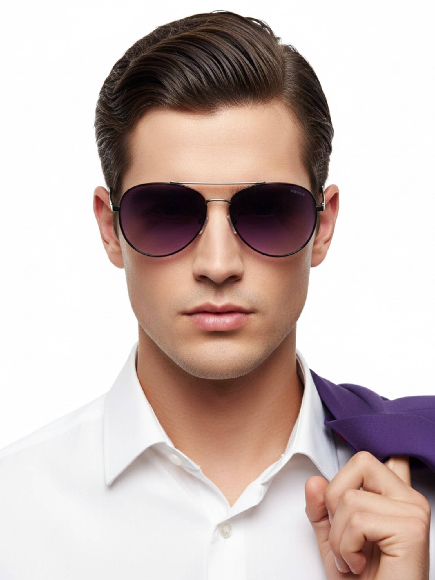 HASHTAG EYEWEAR Unisex Full Rim Polarized & 100 UV Protected Aviator purple Lens Sunglasses (58)