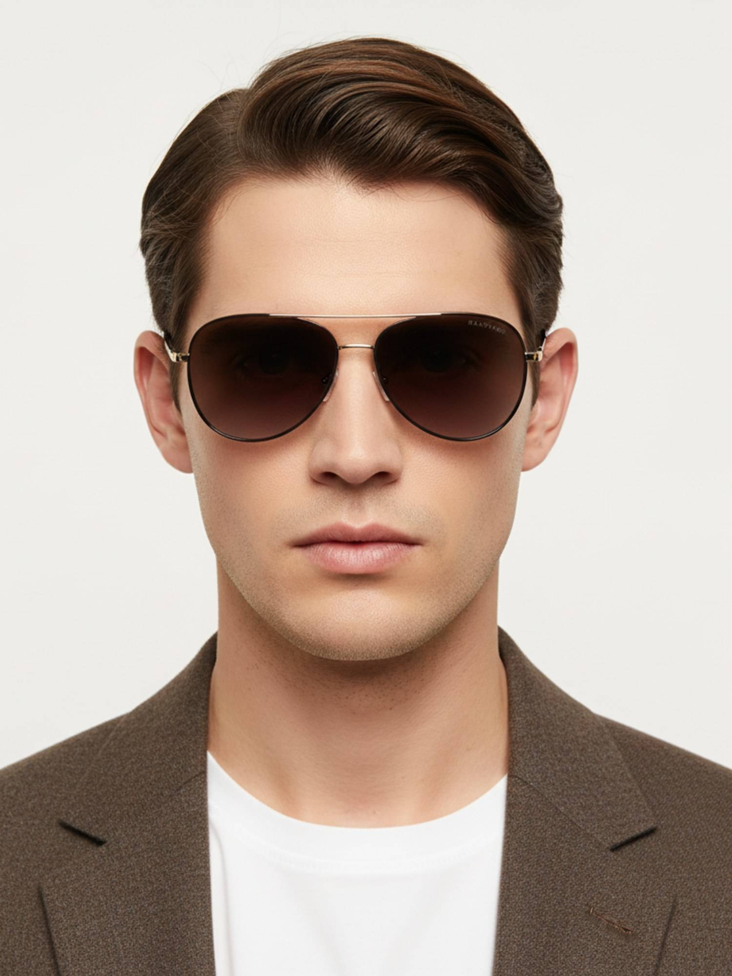 HASHTAG EYEWEAR Unisex Full Rim Polarized & 100 UV Protected Aviator Brown Lens Sunglasses (59)