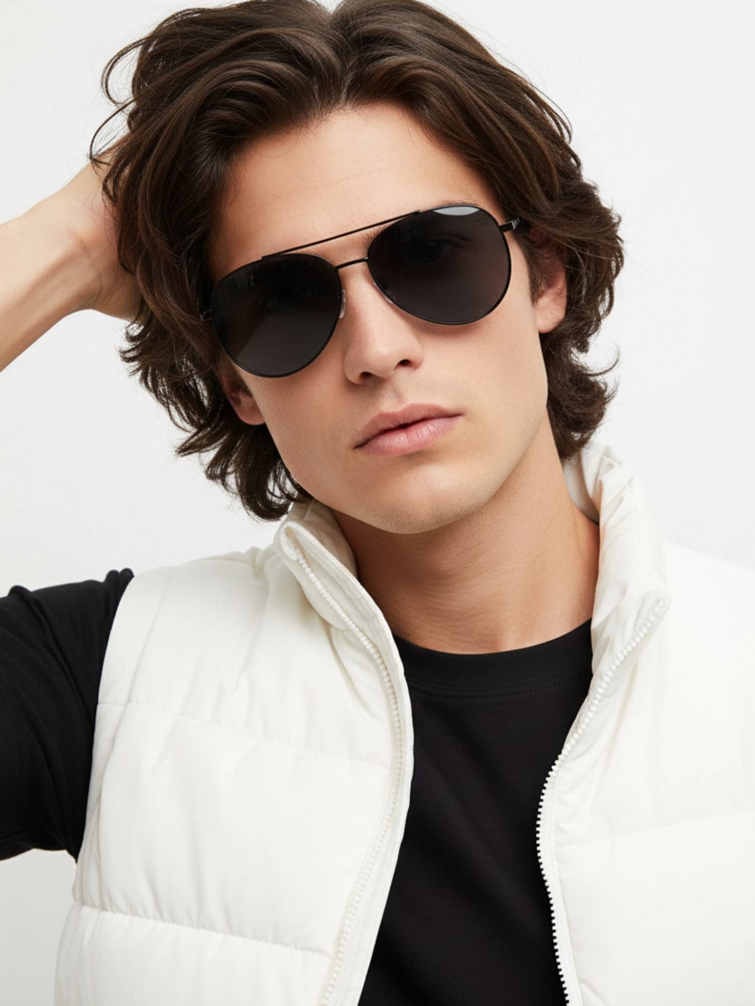 HASHTAG EYEWEAR Unisex Full Rim Polarized & 100 UV Protected Aviator Grey Lens Sunglasses (61)
