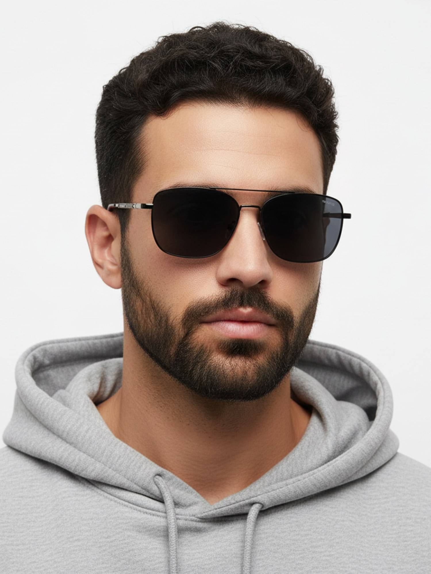 HASHTAG EYEWEAR Unisex Full Rim Polarized & 100 UV Protected Navigator Grey Lens Sunglasses (59)