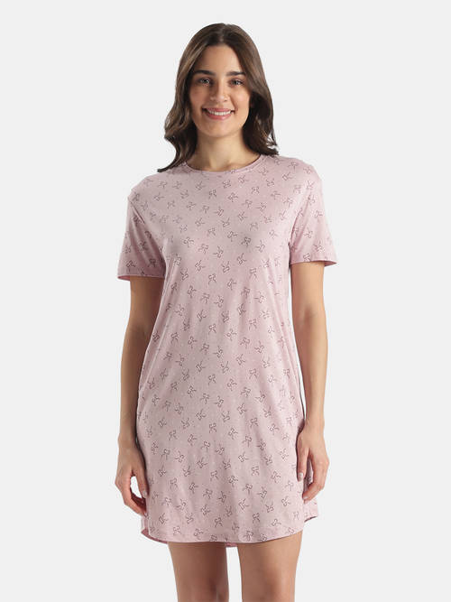 Buy Jockey Rx25 Women Micro Modal Cotton Printed Sleep Dress Pink Online