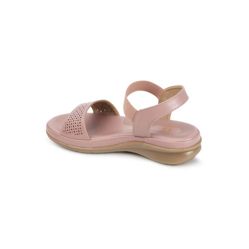 Buy Carlton London Peach Slip-On Round Toe Women Sandals Online