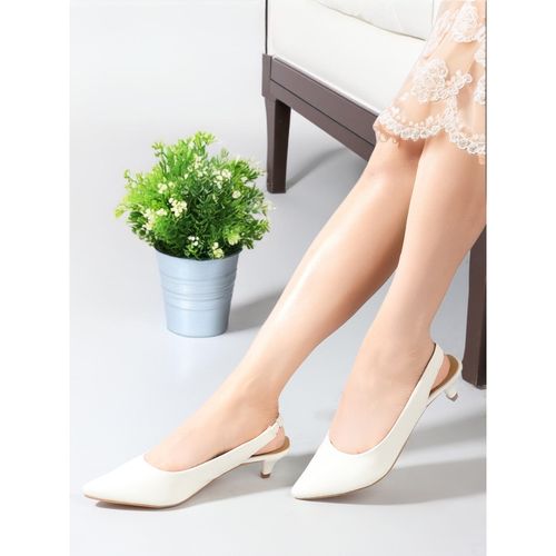 Carlton London White Pointed Toe Women Slingback Mule Heels (EURO 39)