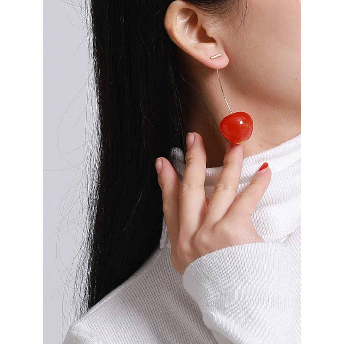 ISHKAARA Red Cherry Shaped Drop Earrings for Women Fruit Inspired Earrings