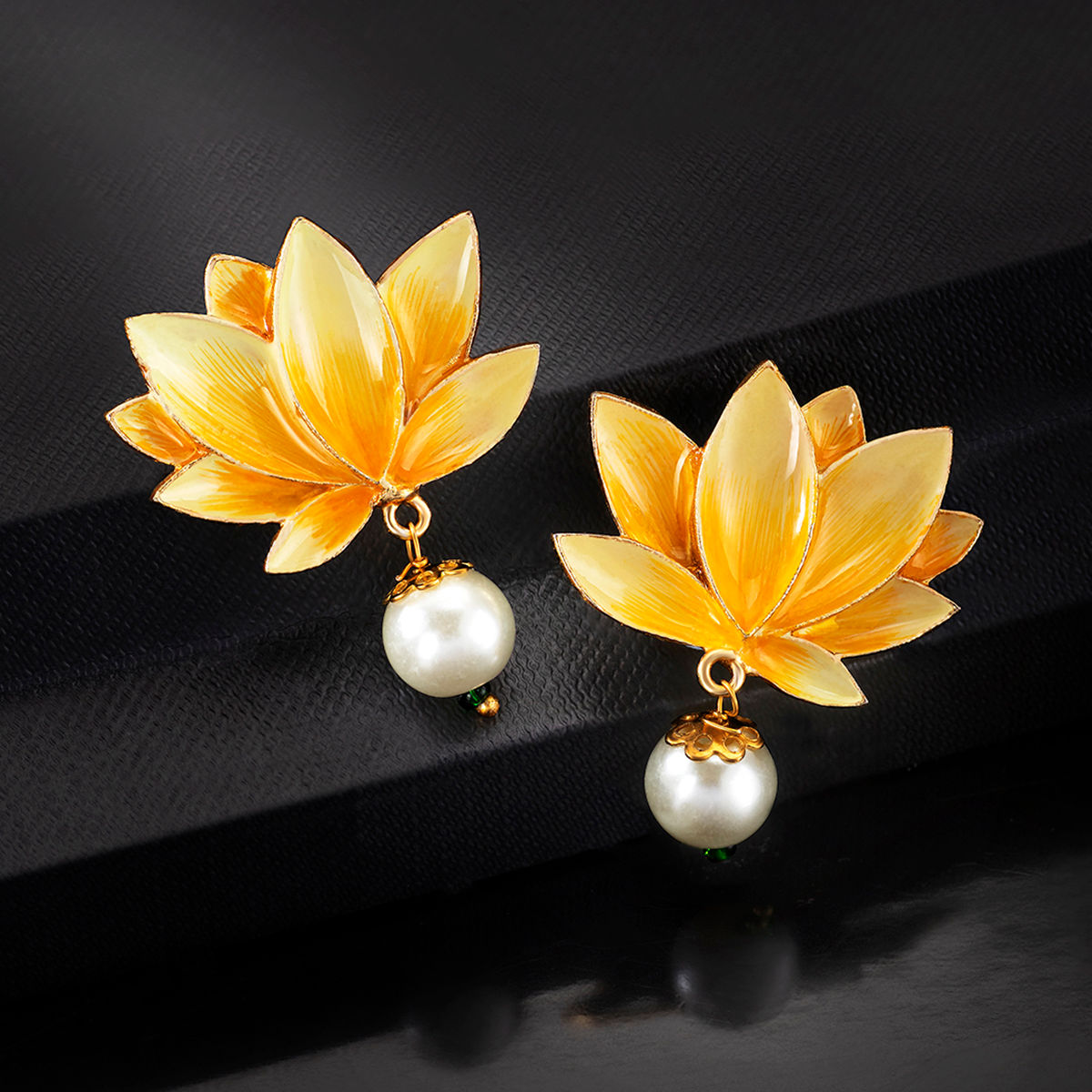 OM lotus charm silver Long dangler earrings at 1250  Azilaa