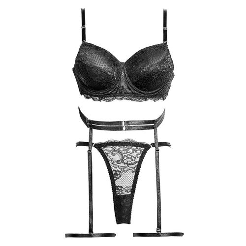Buy MHYTH Padded Allure Bra with Thong, Panty & Garter Belt (Set of 4)  Online