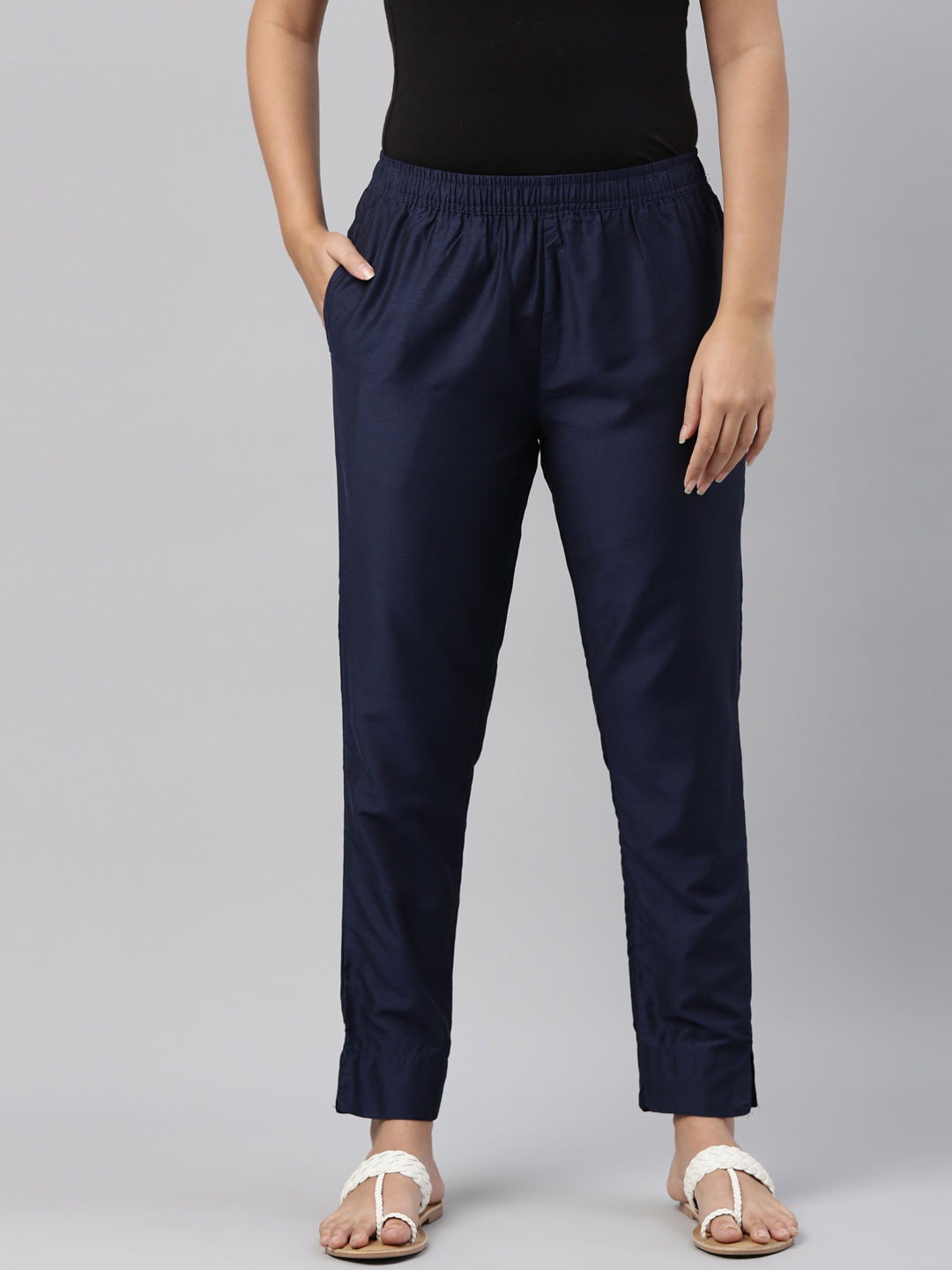 St. John Sport Navy Blue Stretch Cotton Twill Pant sz 8