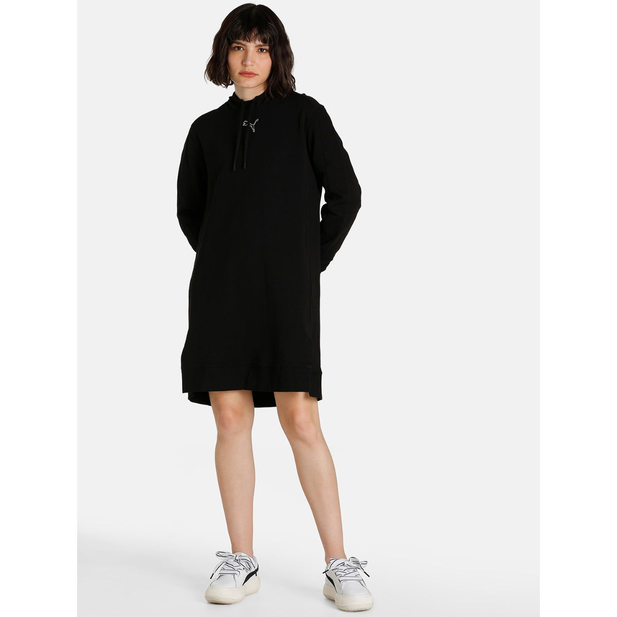 Hooded Women Black Hooded Dress (XS 