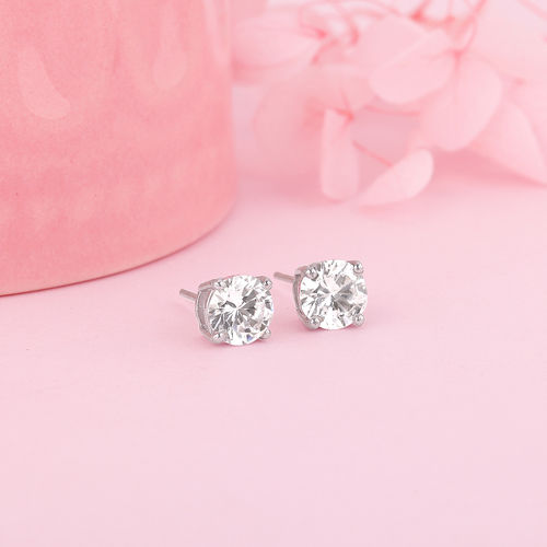 Buy GIVA Classic Silver Zircon Earrings Online