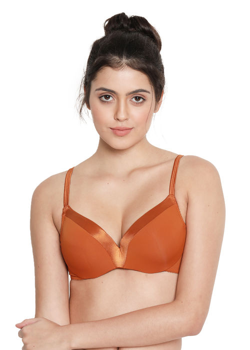 Buy Shyaway Susie Satin Demi-Coverage Under wired Padded Plunge