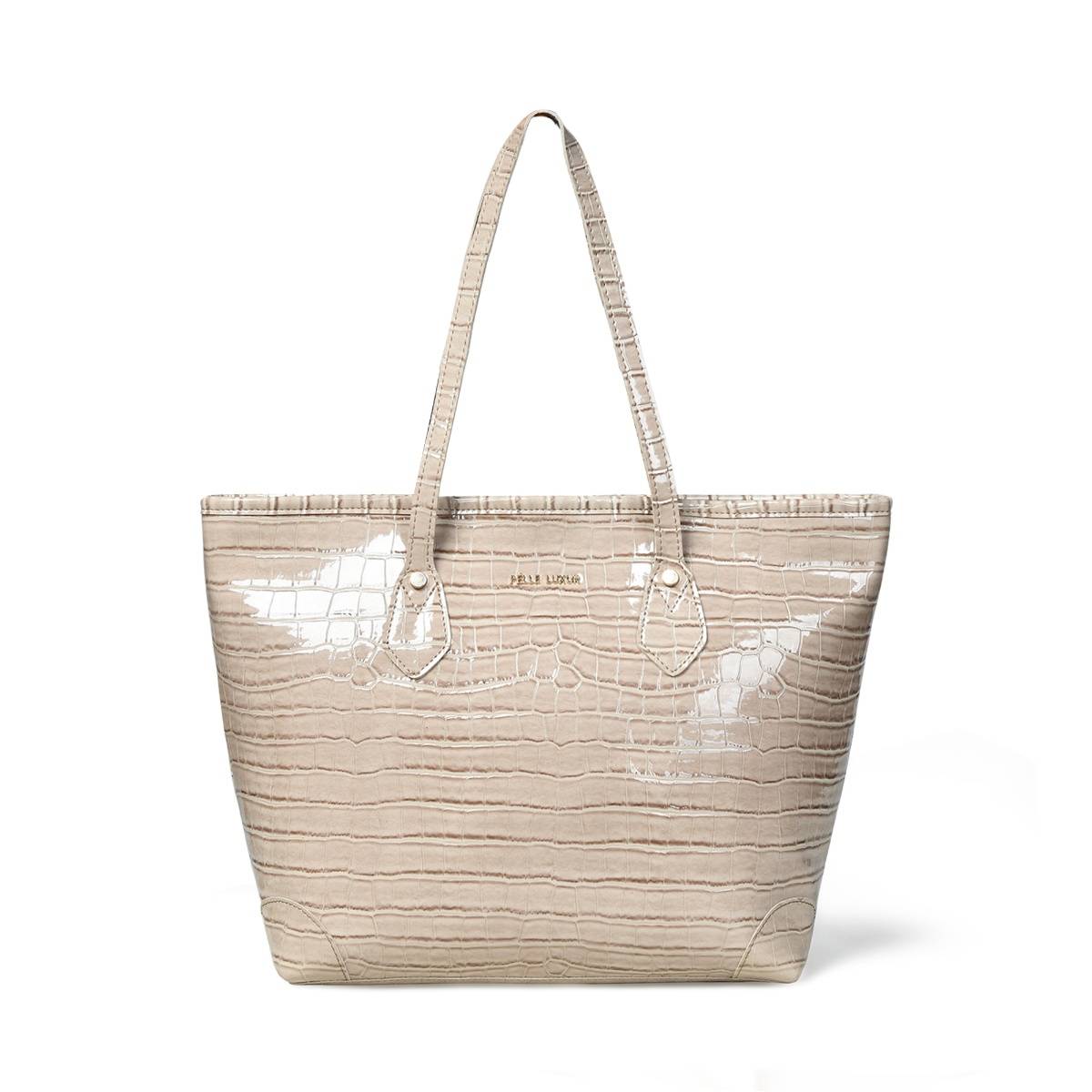 Pelle Luxur Women'S Tortilla Beige Premium Pu Large Tote Bag