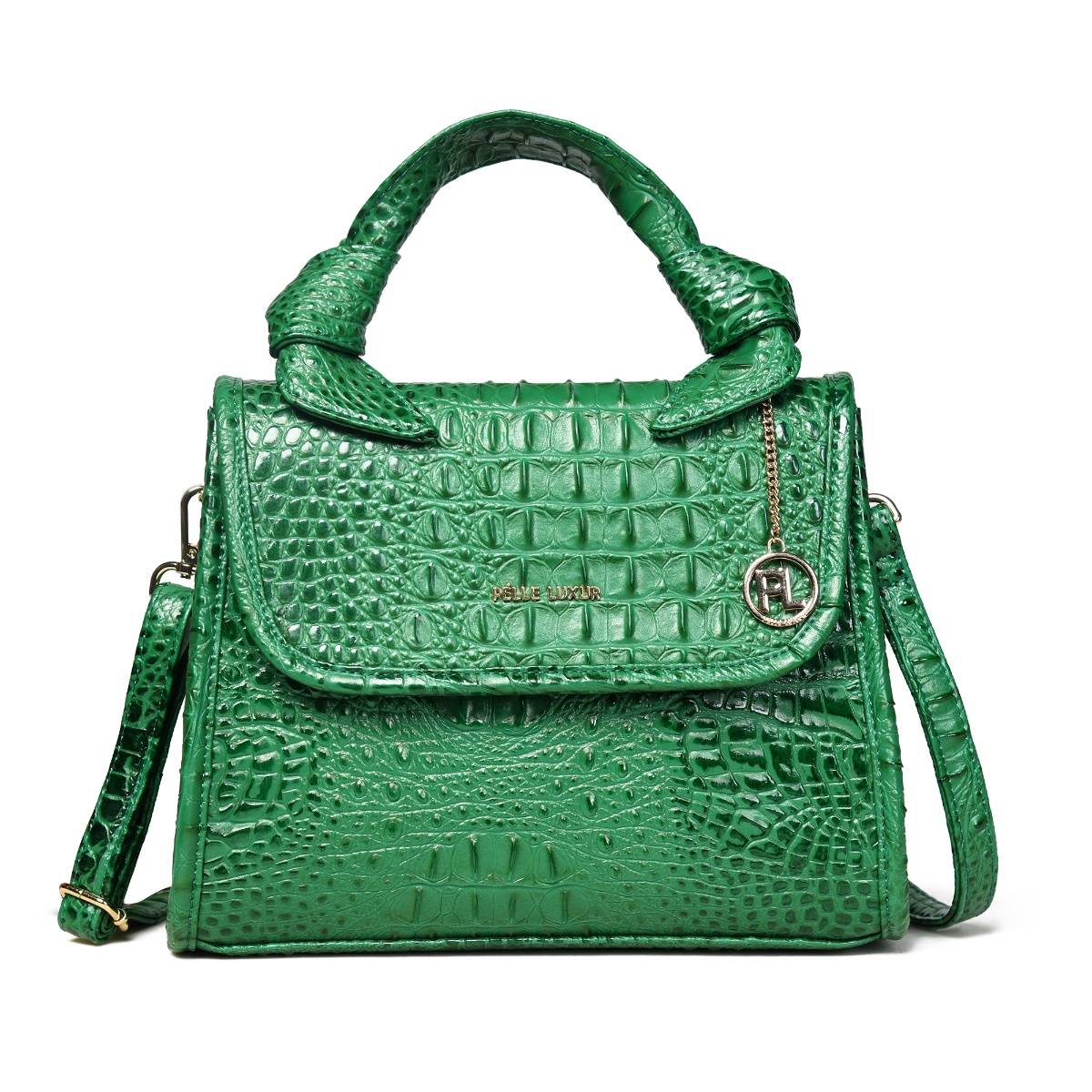 Pelle Luxur Women'S Dark Green Premium Pu Medium Satchel Bag