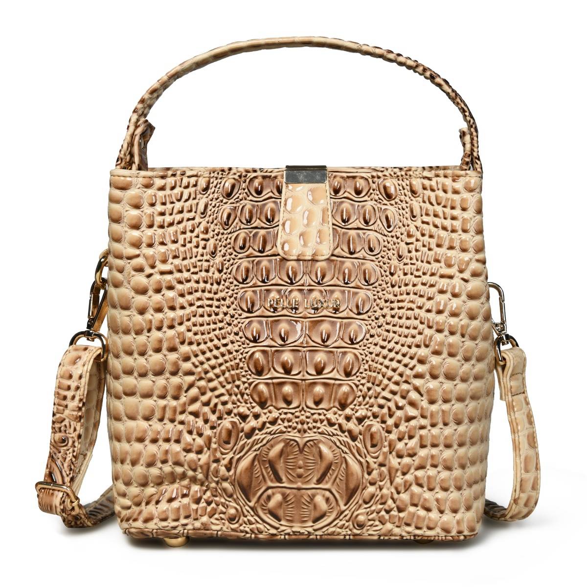 Pelle Luxur Women'S Light Brown Premium Pu Small Bucket Bag