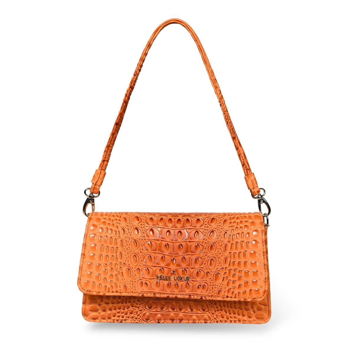 Pelle Luxur Women'S Orange Premium Pu Small Shoulder Bag