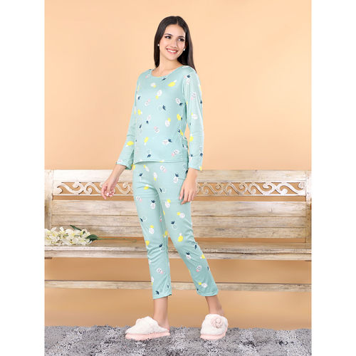Ansee by Addery Blue Pineapple Print Nightwear (Set of 2) (S)
