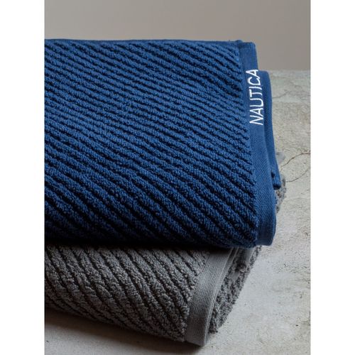 Buy NAUTICA Fluffy Zero Twist 100% Cotton Towel - 2Pc Bath Towel (Cross  View) Glitter-Navy/White