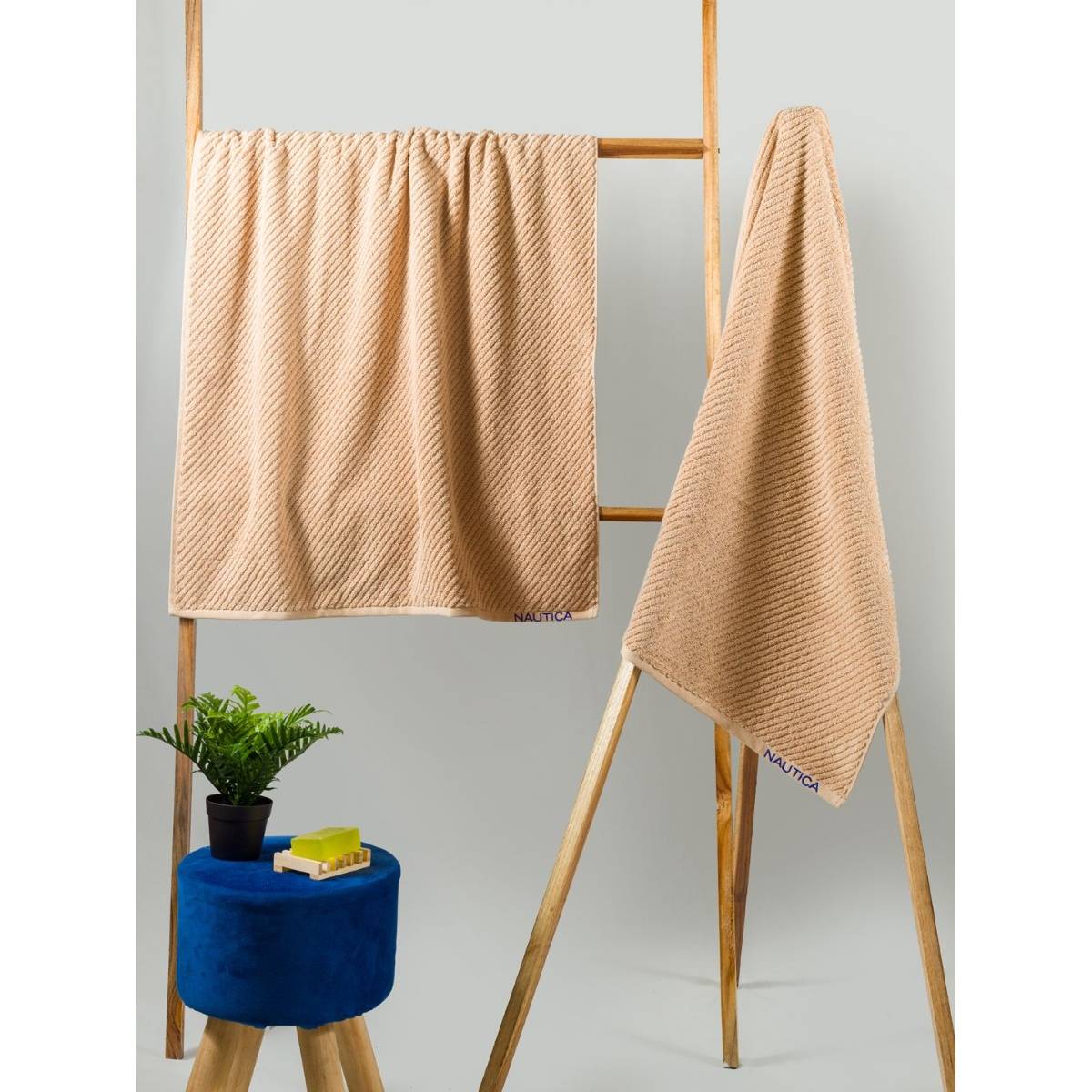 Nautica Fluffy Zero Twist 100% Cotton Towel -2Pc Bath Towel Tango-Beige