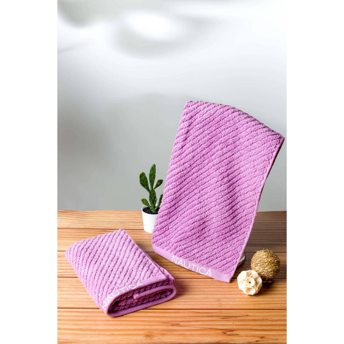 Nautica Fluffy Zero Twist 100% Cotton Towel -2Pc Hand Towel Solid-Purple