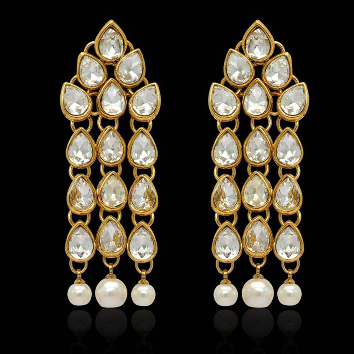 Peora Gold Plated Studded Drop Dangler Earring For Women Traditional Ethnic Jewellery-pf26e125w
