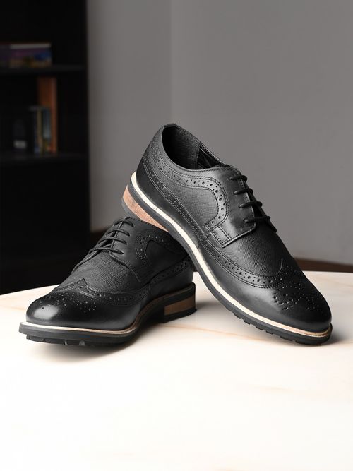 Buy Louis Stitch Black Men Leather Casual Brogue Shoes Online
