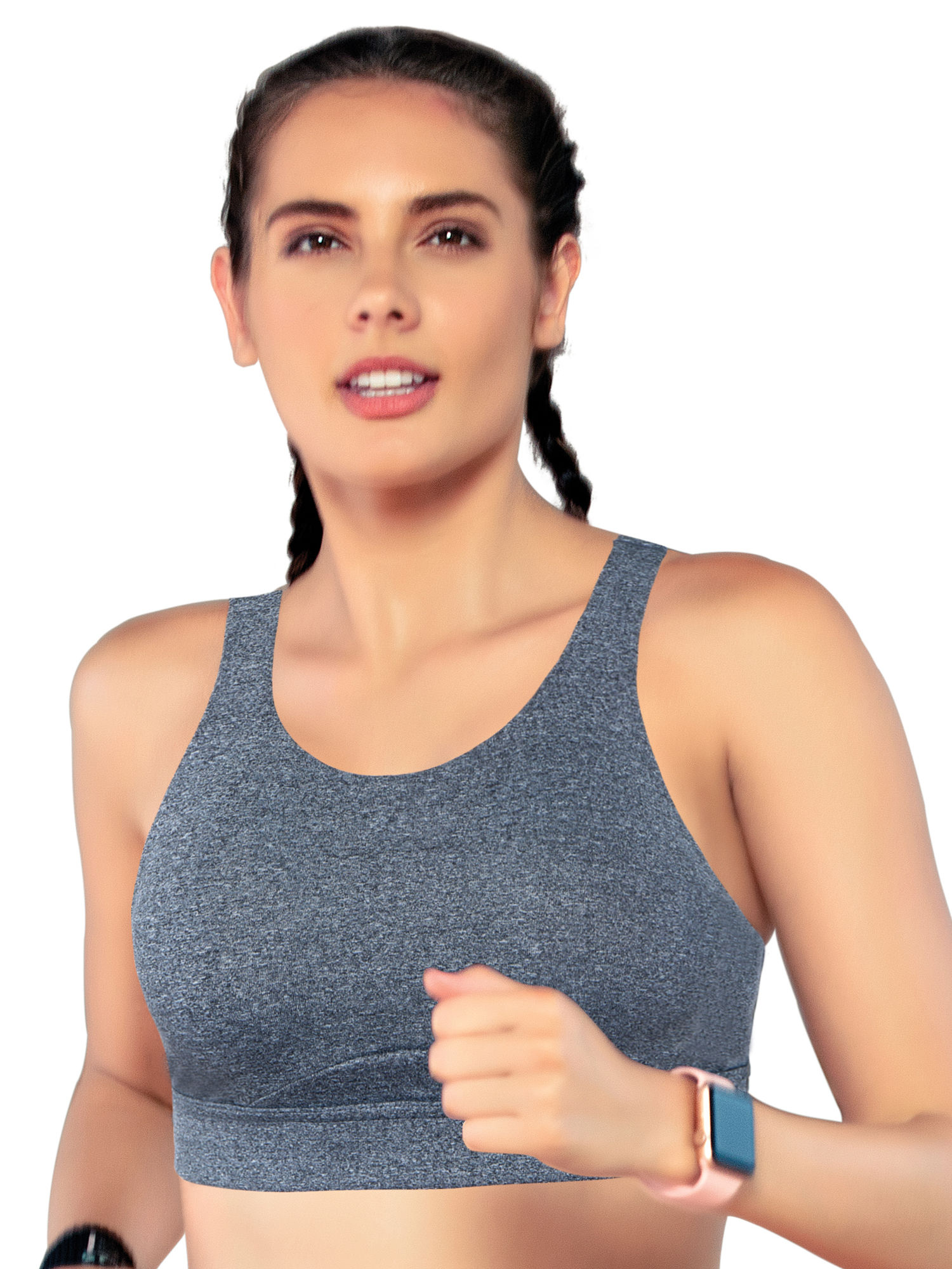 Buy Enamor SB18 Convertible Back High Impact Bra Padded Wirefree Grey Melange Online