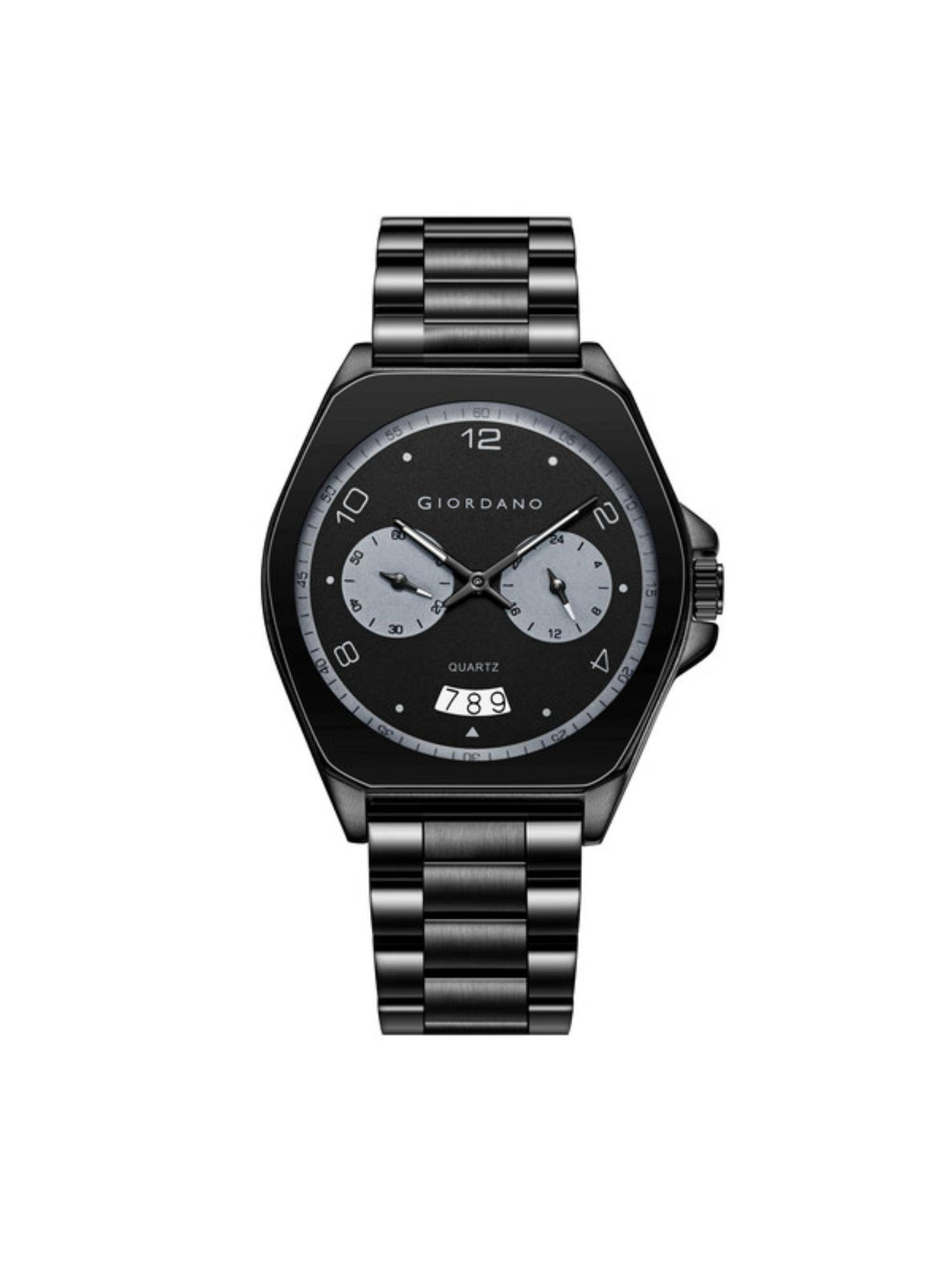 Giordano Analog Quartz Watch For Men With Multi-Function Dial, Date Display Black GZ-50213 (M)