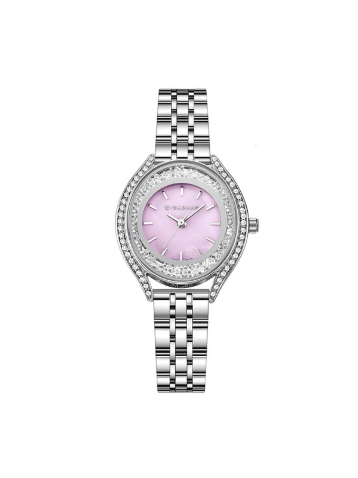 Giordano Analog Watch For Women With Sunray Dial, Crystal-Studded Bezel Purple GZ-60146 (M)