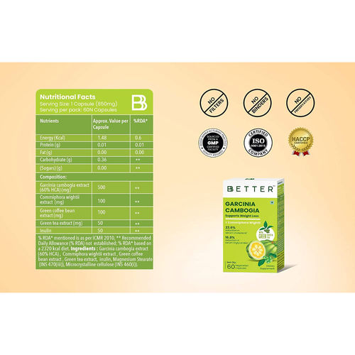 BBETTER Garcinia Cambogia For Weight Loss Supplement - Veg ...