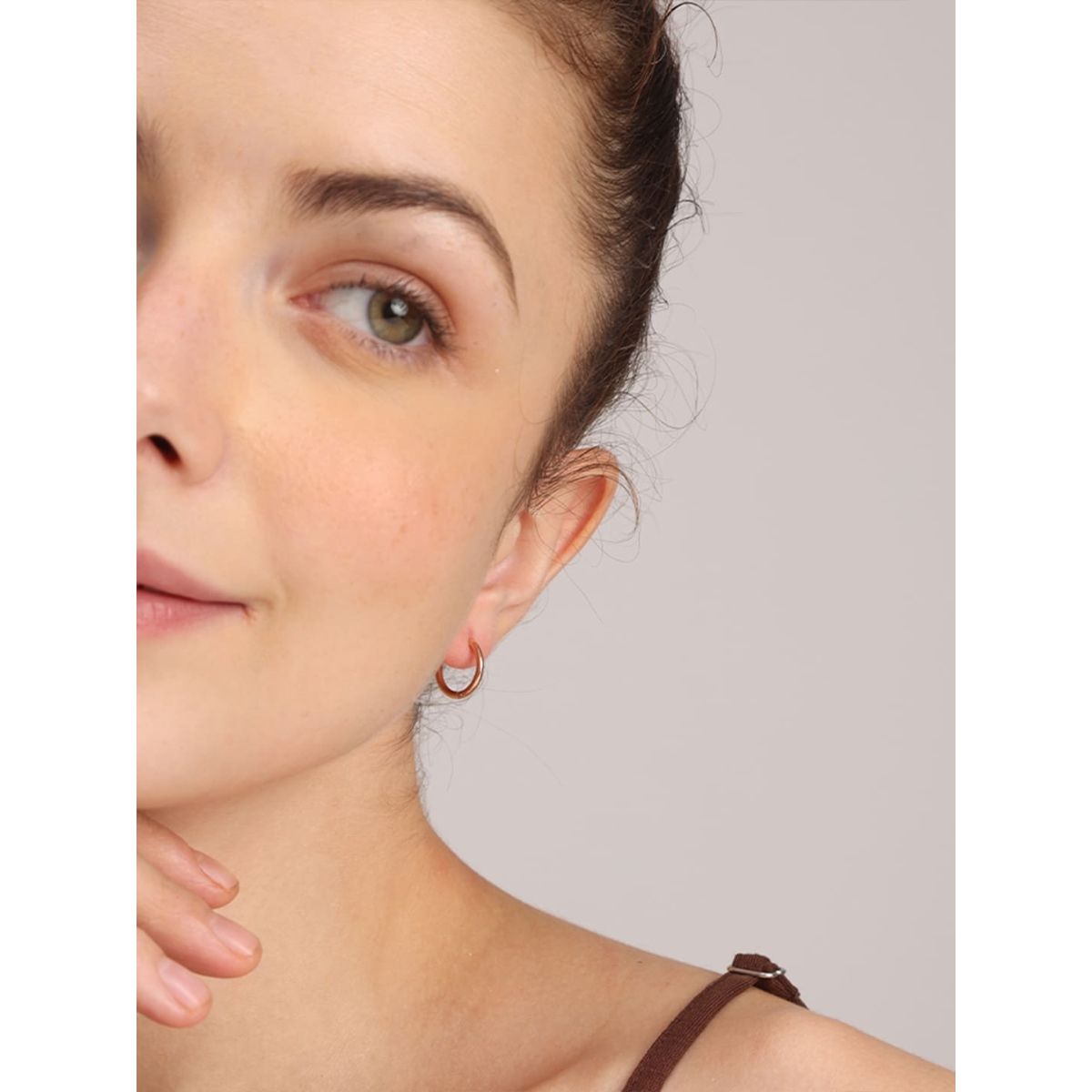 18k Rose Gold Tourmaline Earrings  Asymmetric Reverse Hoop Earrings  Yael  Sonia