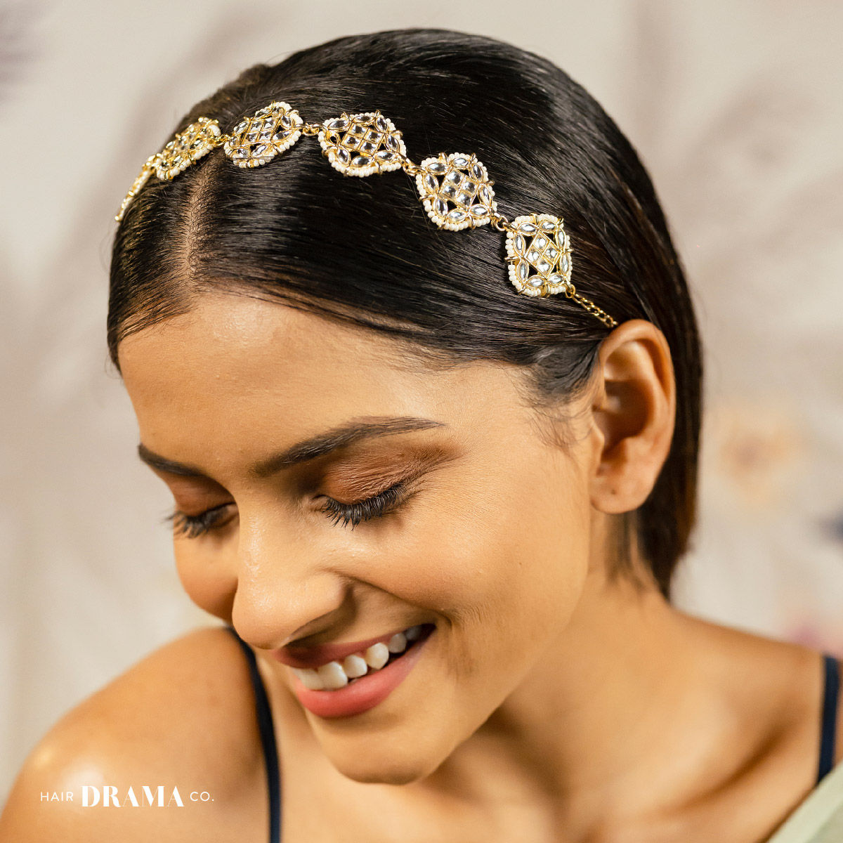 Hair Drama Co. Gold-Plated Kundan, Polki and Pearls Studded Diamond Head  Chain: Buy Hair Drama Co. Gold-Plated Kundan, Polki and Pearls Studded  Diamond Head Chain Online at Best Price in India |