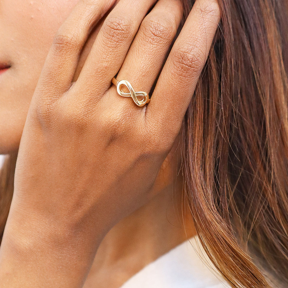 14KT Rose Gold Infinity Sparkle Diamond Finger Ring