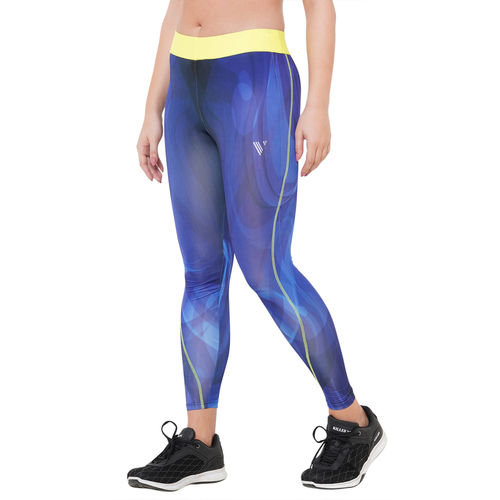 Buy Veloz Poly Spandex I S Full Length Multisports Leggings I Yoga Pants I  Full Printed - Blue Online