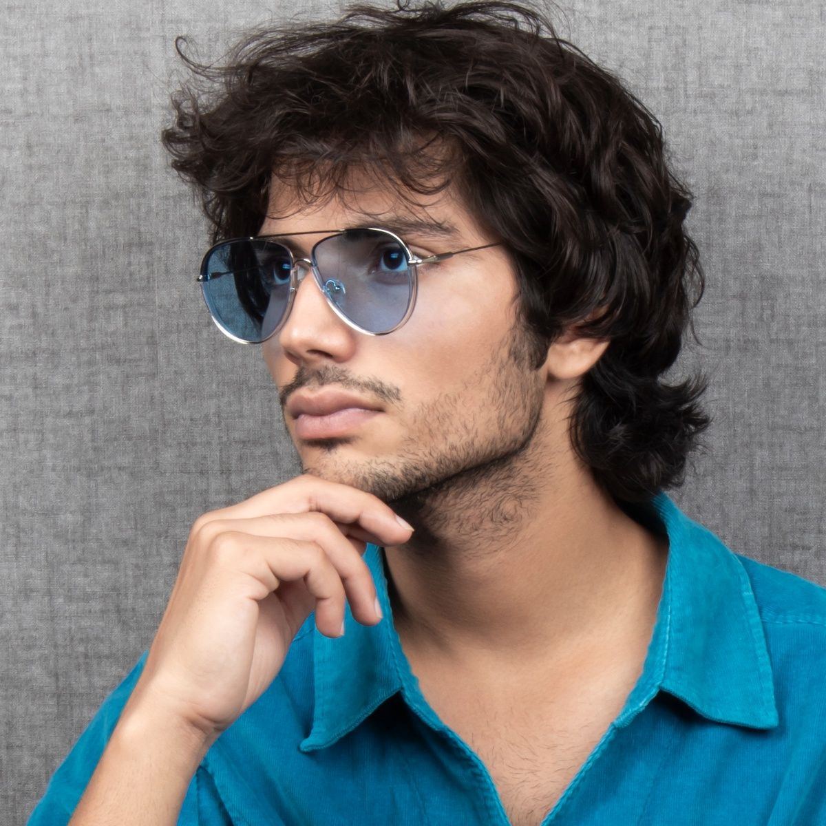 Mens blue aviator sunglasses online