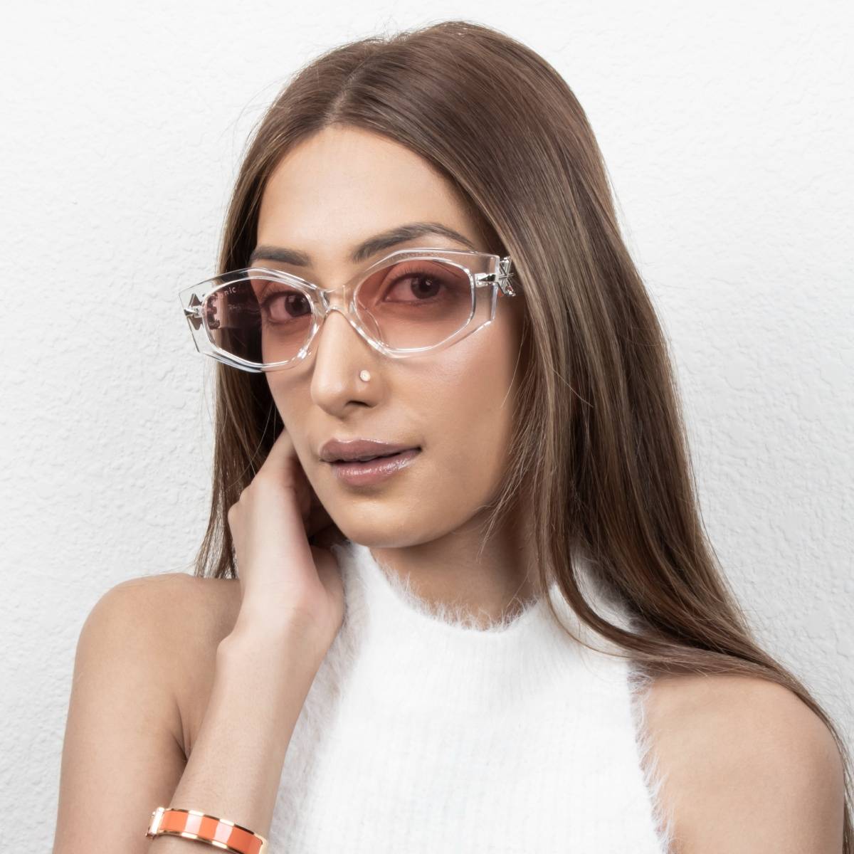 TED SMITH Iconic Cat Eye Uv Protection Pink Graded Sunglasses for Womens