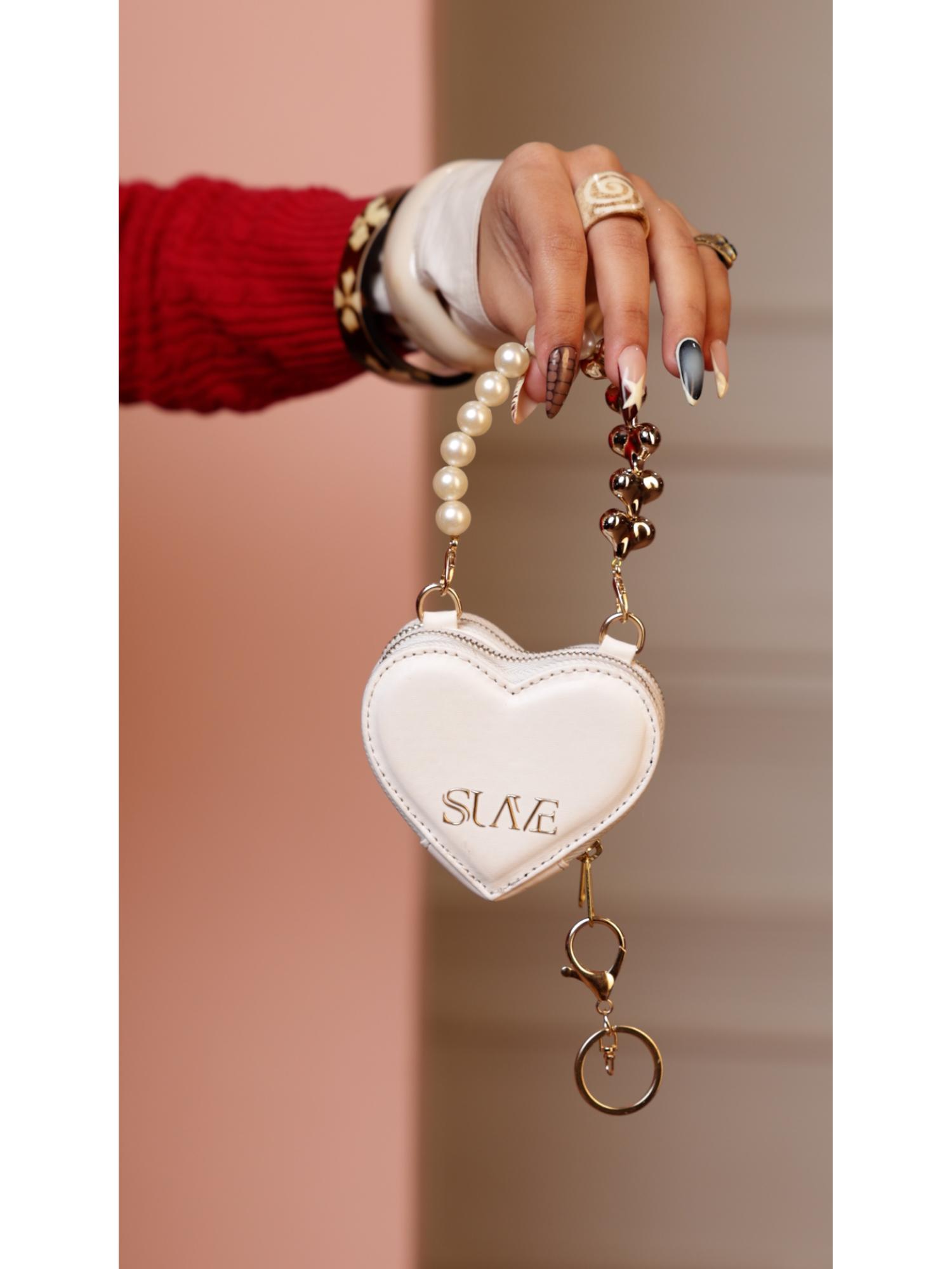 Buy Suave Bags White Love Lock Mini Heart Bag Online