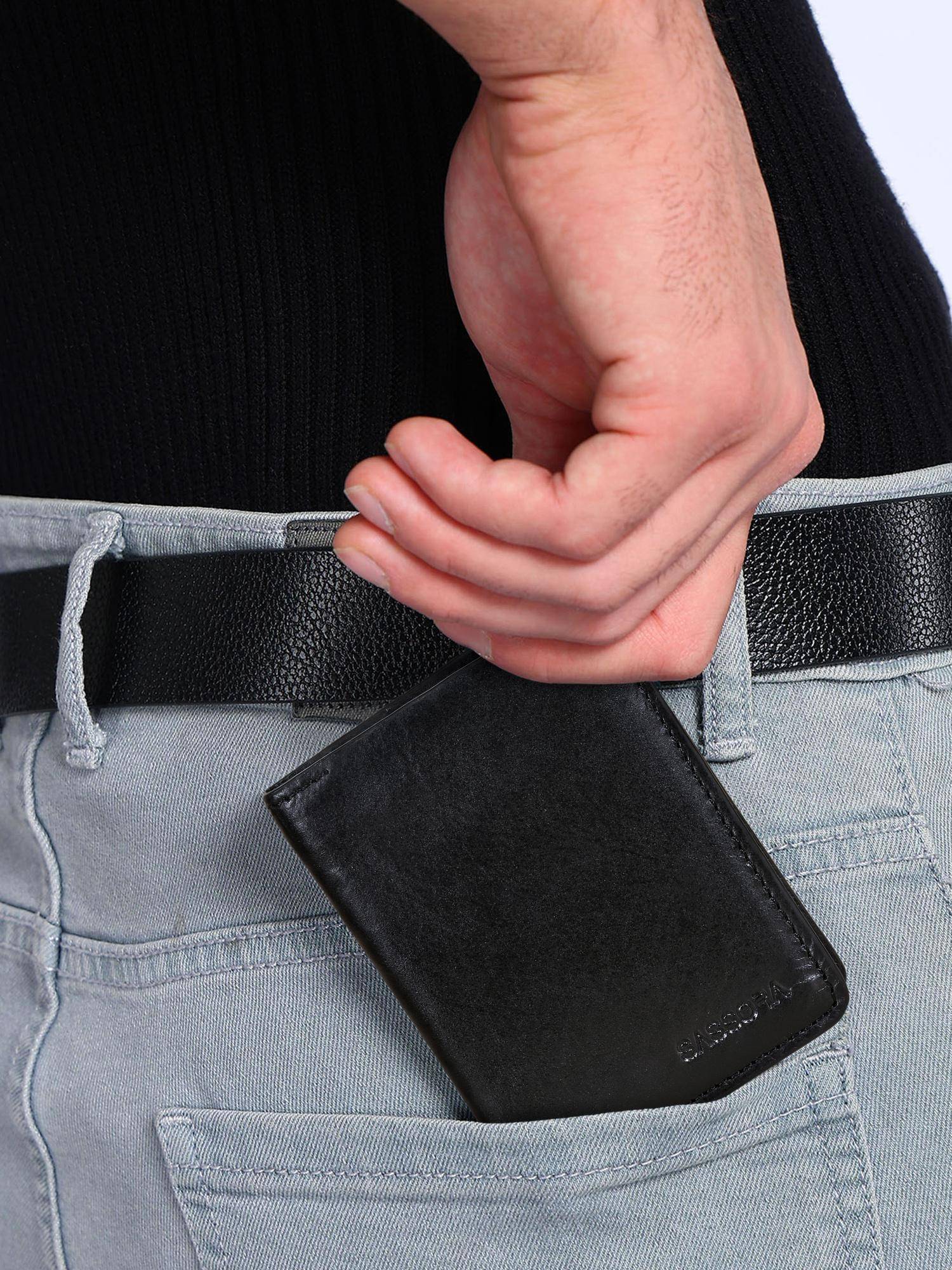 Sassora Premium Leather Rfid Vertical Card Holder Wallet for Men (Small)