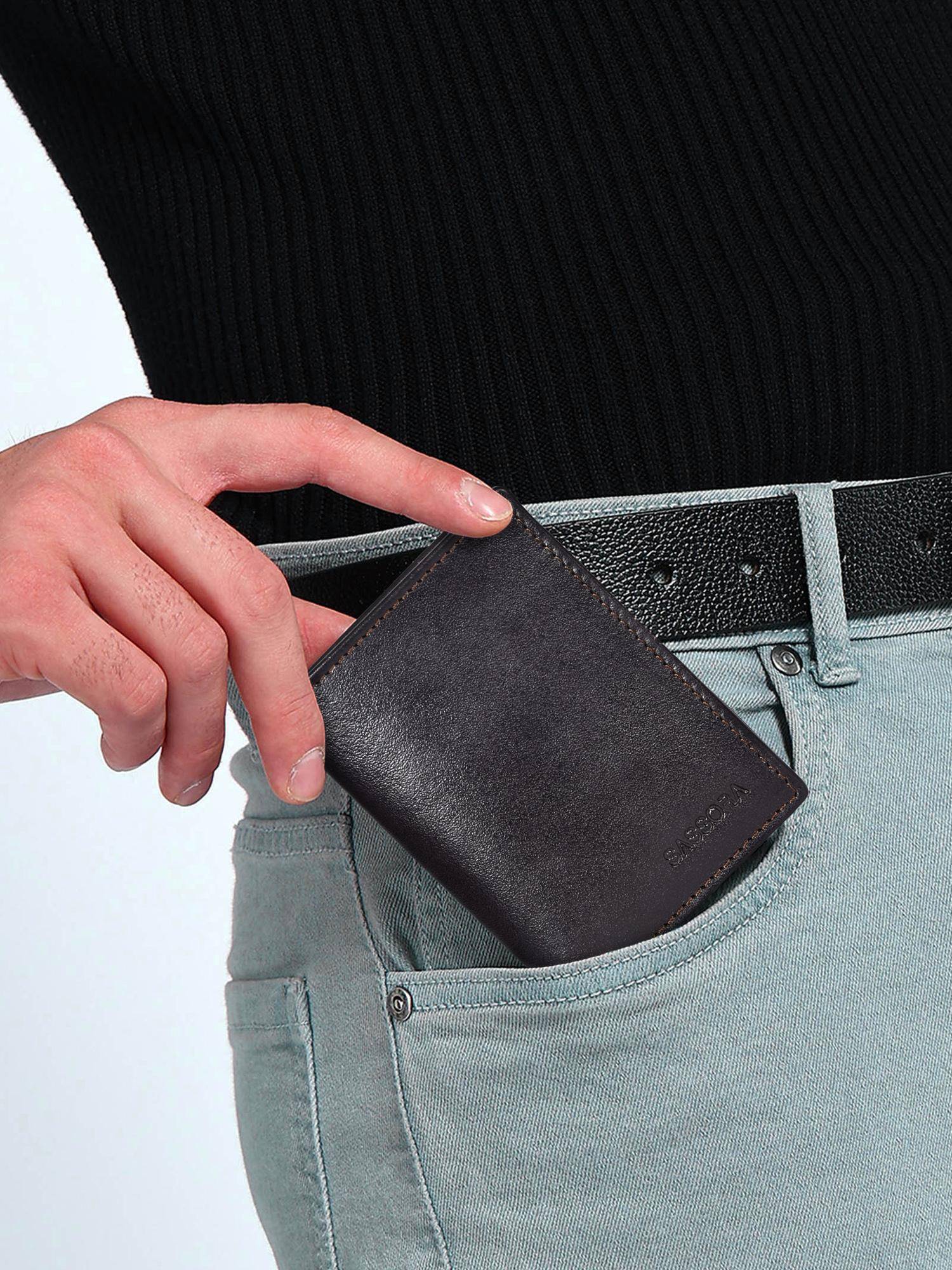 Sassora Premium Leather Rfid Vertical Card Holder Wallet for Men (Small)